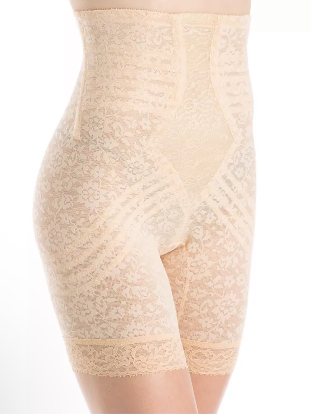 Rago Style 6207 | No Roll High Waist Lace Thigh Slimmer with Extra Firm Support